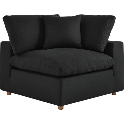 Commix Down Overstuffed Corner Chair Sectional Unit in Black Fabric