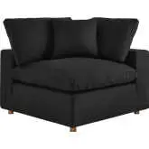 Commix Down Overstuffed Corner Chair Sectional Unit in Black Fabric