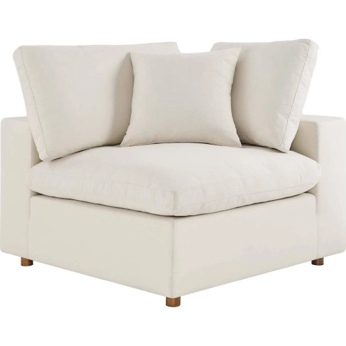 Commix Down Overstuffed Corner Chair Sectional Unit in Light Beige Fabric