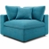 Commix Down Overstuffed Corner Chair in Teal Fabric