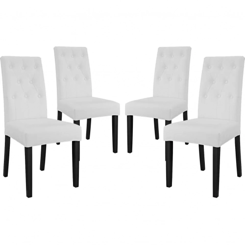 Confer Dining Chair in Tufted White Leatherette (Set of 4)