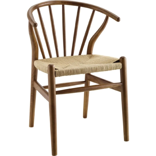 Flourish Spindle Dining Chair in Walnut Wood with Rope Seat