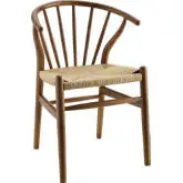 Flourish Spindle Dining Chair in Walnut Wood with Rope Seat