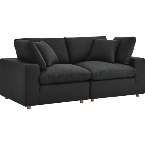 Commix Down Overstuffed 2 Piece Sectional Sofa in Black Fabric