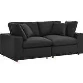 Commix Down Overstuffed 2 Piece Sectional Sofa in Black Fabric