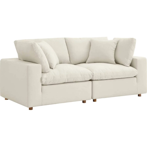 Commix Down Overstuffed 2 Piece Sectional Sofa in Light Beige Fabric