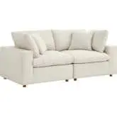 Commix Down Overstuffed 2 Piece Sectional Sofa in Light Beige Fabric