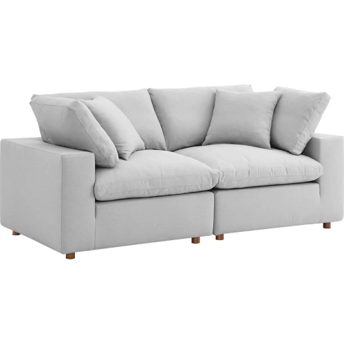 Commix Down Overstuffed 2 Piece Sectional Sofa in Light Gray Fabric