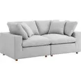 Commix Down Overstuffed 2 Piece Sectional Sofa in Light Gray Fabric