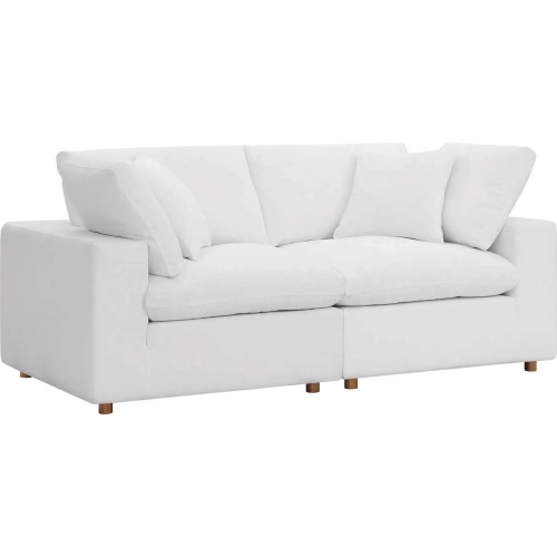 Commix Down Overstuffed 2 Piece Sectional Sofa in Pure White Fabric