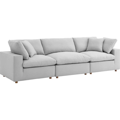 Commix Down Overstuffed 3 Piece Sectional Sofa in Light Gray Fabric