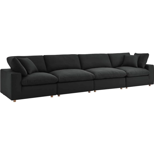 Commix Down Overstuffed 4 Piece Sectional Sofa in Black Fabric