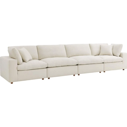 Commix Down Overstuffed 4 Piece Sectional Sofa in Light Beige Fabric