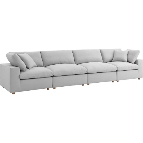 Commix Down Overstuffed 4 Piece Sectional Sofa in Light Gray Fabric