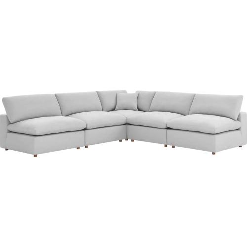 Commix Down Overstuffed 5 Piece Armless Sectional Sofa in Light Gray Fabric