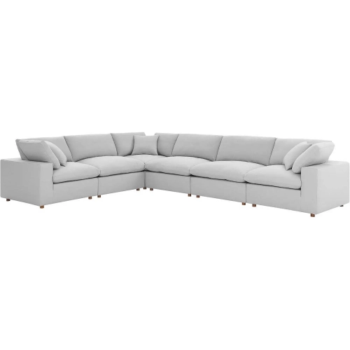 Commix Overstuffed 6 Piece Sectional Sofa in Light Gray Fabric