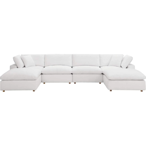 Commix Down Overstuffed 6 Piece Sectional Sofa in Pure White Fabric