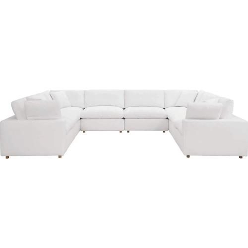 Commix Down Overstuffed 8 Piece Sectional Sofa in Pure White Fabric