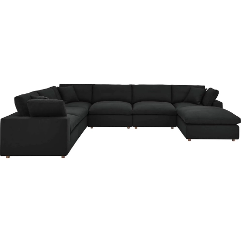 Commix Down Overstuffed 7 Piece Sectional Sofa in Black Fabric