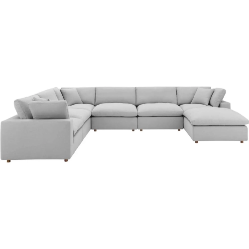 Commix Down Overstuffed 7 Piece Sectional Sofa in Light Gray Fabric