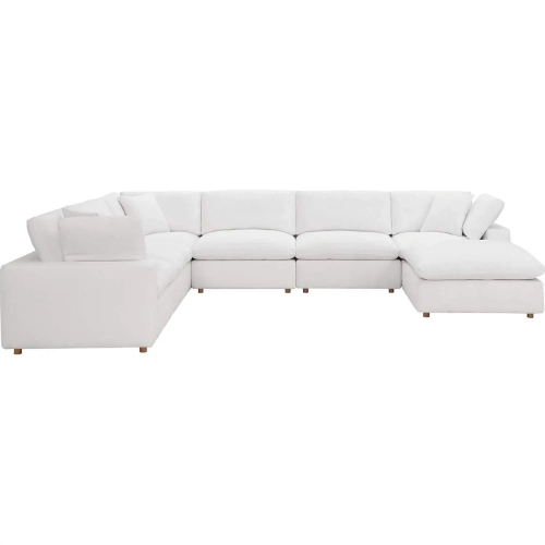 Commix Down Overstuffed 7 Piece Sectional Sofa in Pure White Fabric