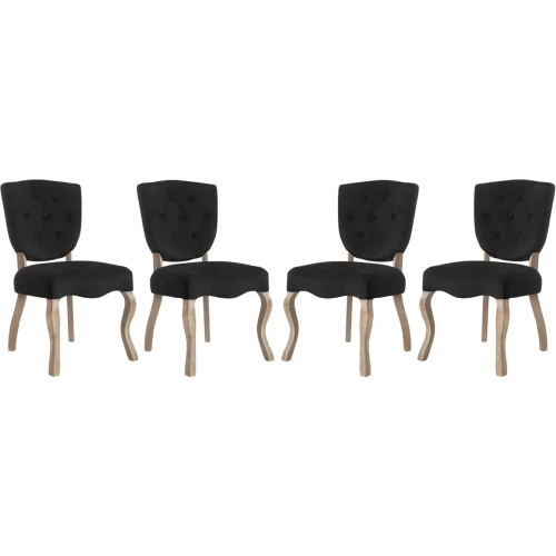 Array Dining Chair in Black Velvet on Weathered Legs (Set of 4)