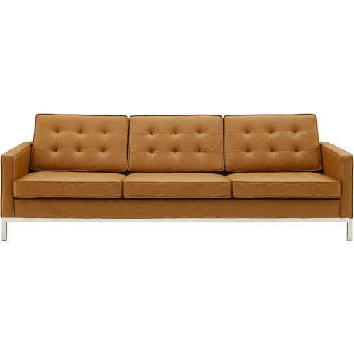 Loft Sofa in Tan Leatherette & Stainless Steel