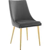 Viscount Dining Chair in Gray Velvet & Gold Stainless