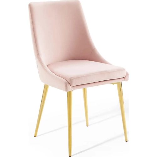 Viscount Dining Chair in Pink Velvet & Gold Stainless Steel