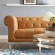 Idyll Chesterfield Sofa in Tufted Tan Leather & Stainless