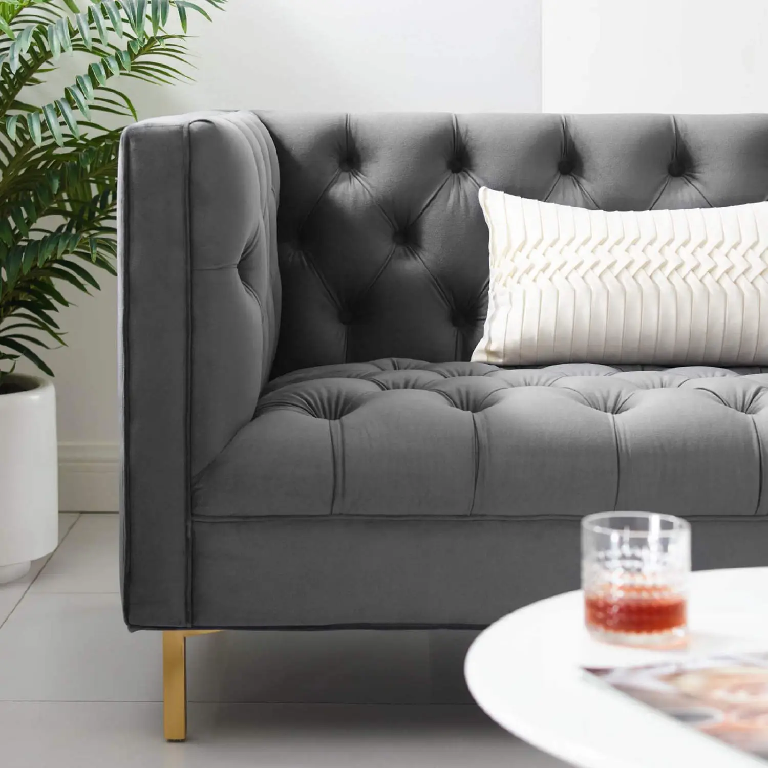 Delight Tufted Button Velvet Sofa