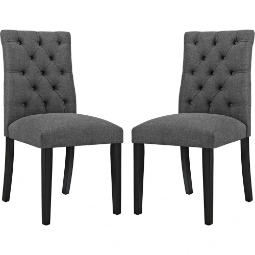 Duchess Dining Chair in Tufted Gray Fabric (Set of 2)