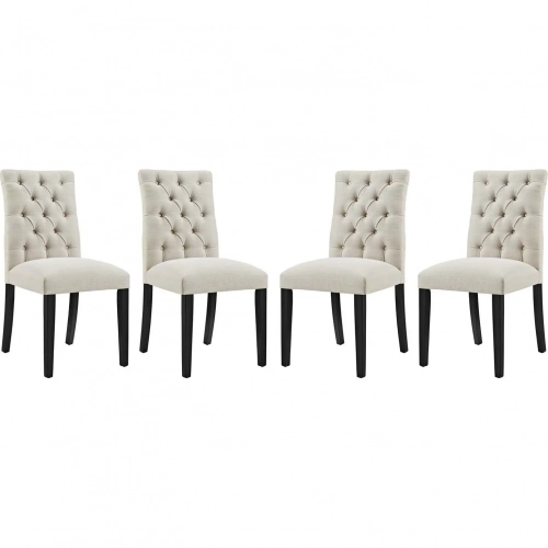 Duchess Dining Chair in Tufted Beige Fabric (Set of 4)