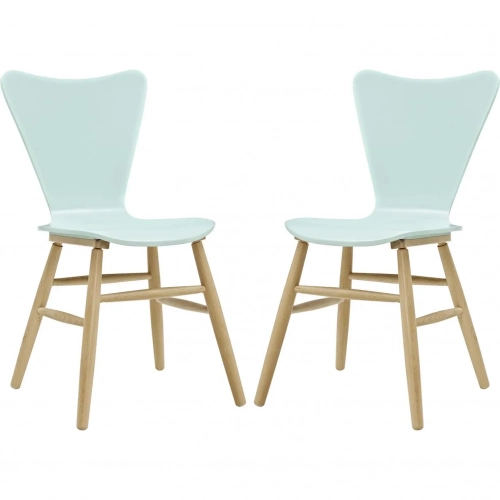 Cascade Dining Chair in Light Blue Wood on Dowel Legs (Set of 2)