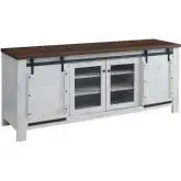 Bennington 71" Sliding Door TV Stand in White & Wood
