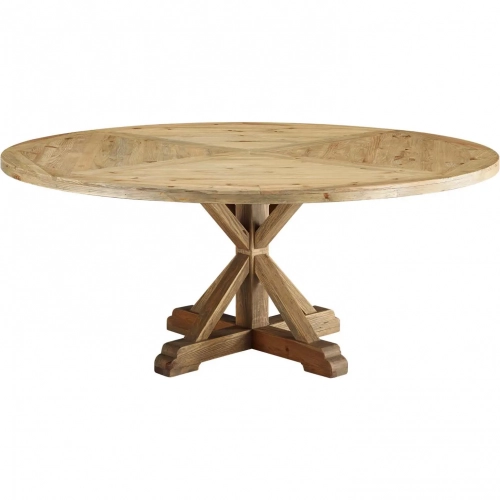 Column 71" Round Dining Table in Old Pine Wood