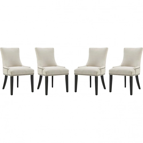 Marquis Dining Chair in Beige Fabric with Nailhead (Set of 4)