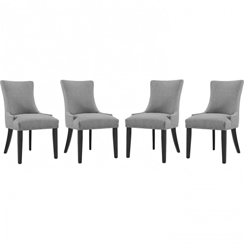 Marquis Dining Chair in Light Gray Fabric with Nailhead (Set of 4)