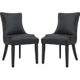 Marquis Dining Chair in Black Leatherette with Nailhead (Set of 2)