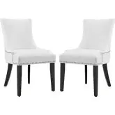 Marquis Dining Chair in White Leatherette with Nailhead (Set of 2)