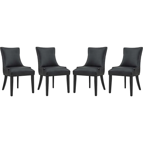 Marquis Dining Chair in Black Leatherette with Nailhead (Set of 4)