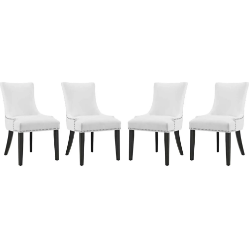 Marquis Dining Chair in White Leatherette with Nailhead (Set of 4)
