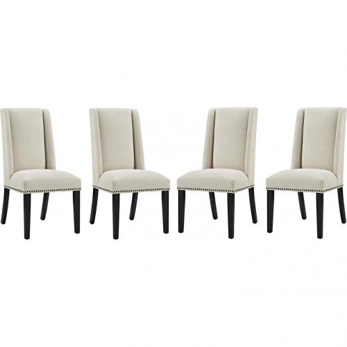 Baron Dining Chair in Beige Fabric with Nailhead (Set of 4)