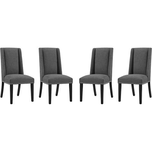 Baron Dining Chair in Gray Fabric with Nailhead (Set of 4)