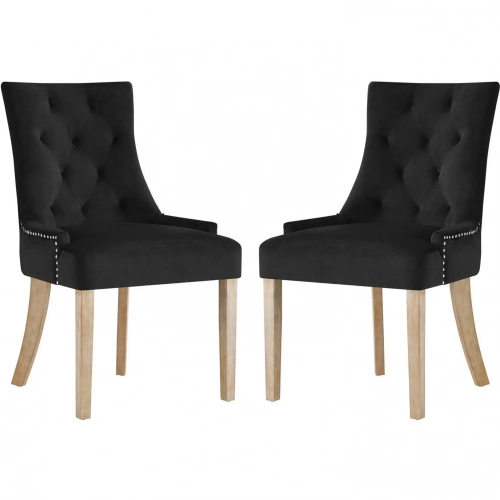 Pose Dining Chair in Tufted Black Velvet (Set of 2)