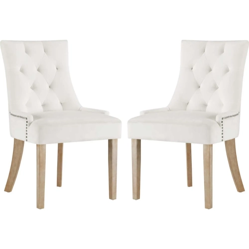 Pose Dining Chair in Tufted Ivory Velvet (Set of 2)