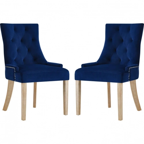 Pose Dining Chair in Tufted Navy Blue Velvet (Set of 2)