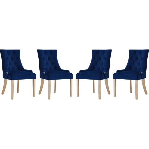 Pose Dining Chair in Tufted Navy Blue Velvet (Set of 4)