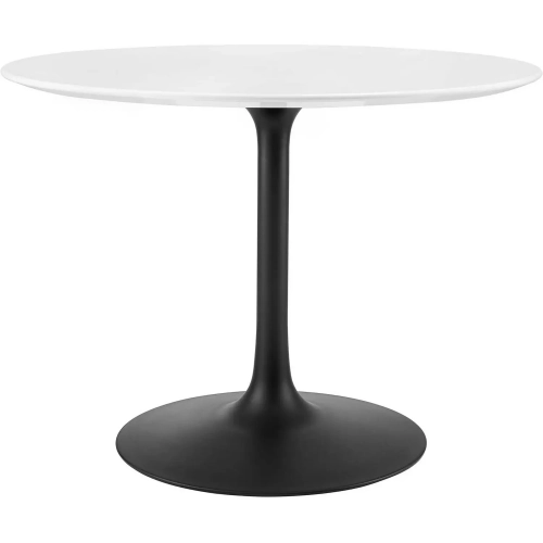 Lippa 40" Round Dining Table in White Wood & Black Metal
