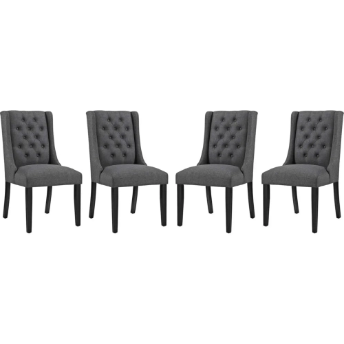 Baronet Dining Chair in Tufted Gray Fabric (Set of 4)
